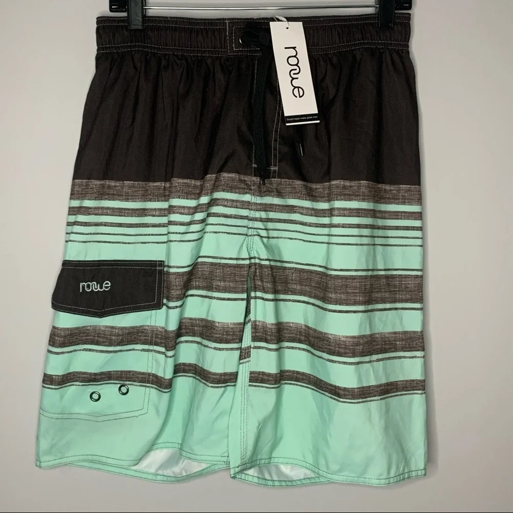 Men’s new Nonwe striped swim trunks shorts size 34